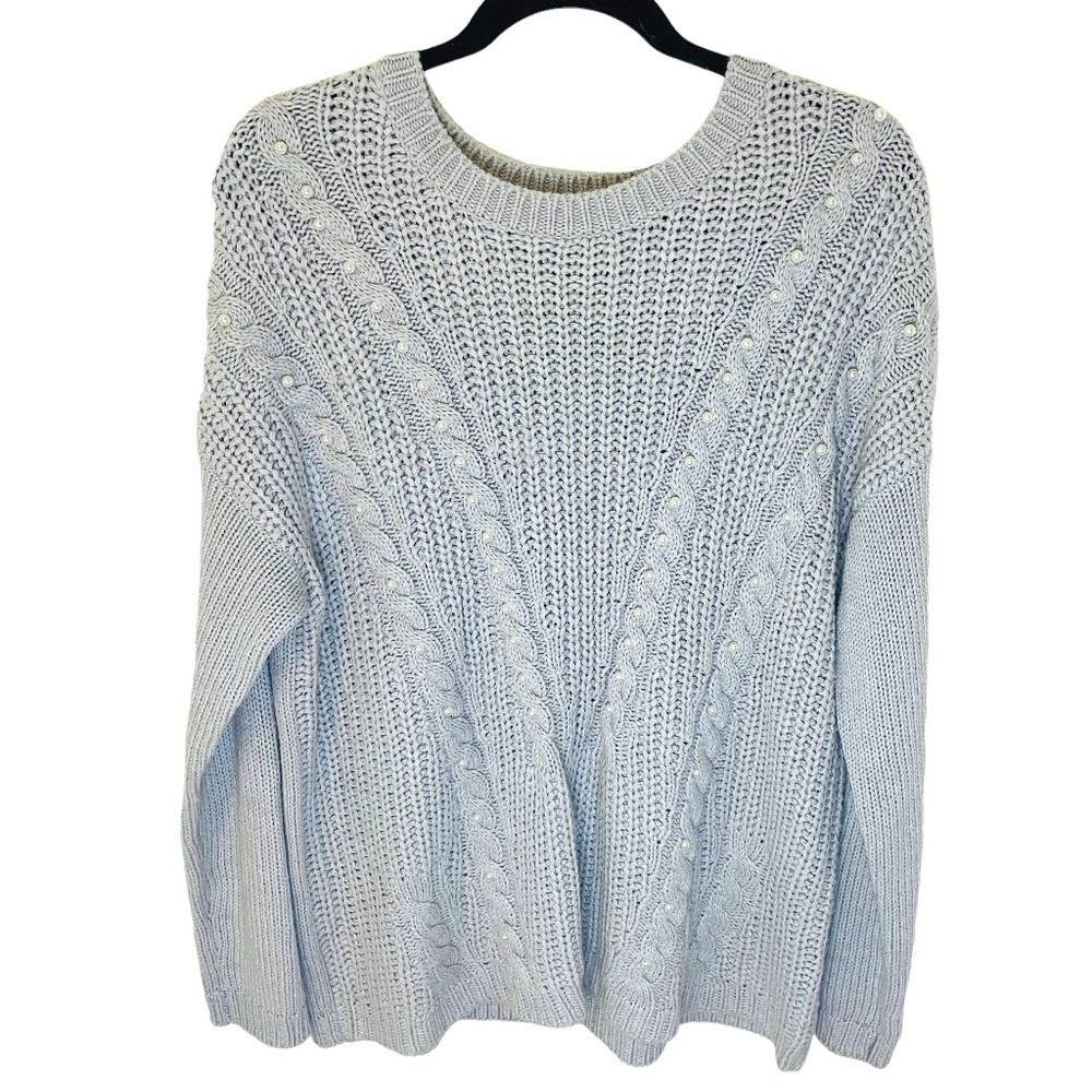 LILY Morgan Light Grey Pearl Detail Sweater Size XL
